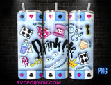 Alice Drink Me Inflated 20oz Skinny Tumbler Template PNG, Alice in Wonderland Skinny Tumbler Wrap Design PNG File Digital Download